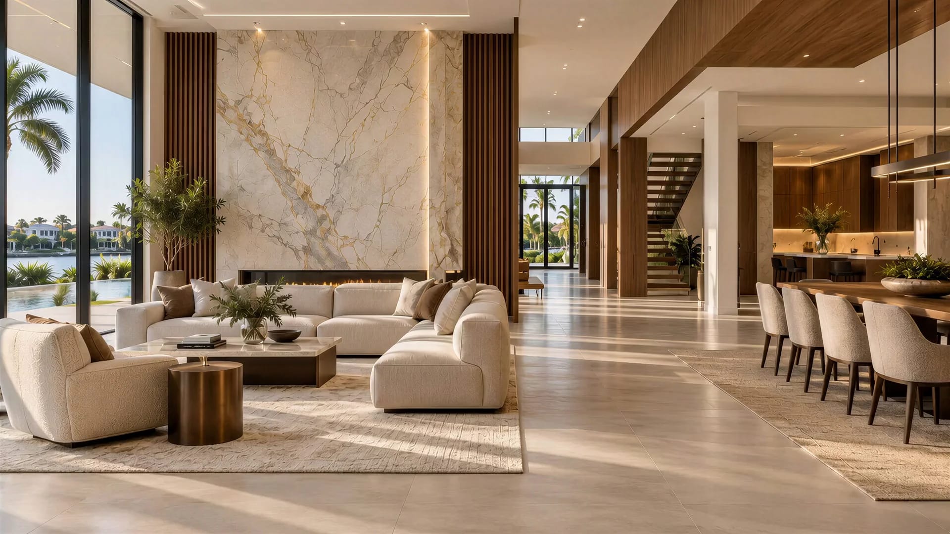 Stone, walnut and natural light in a South Florida interior